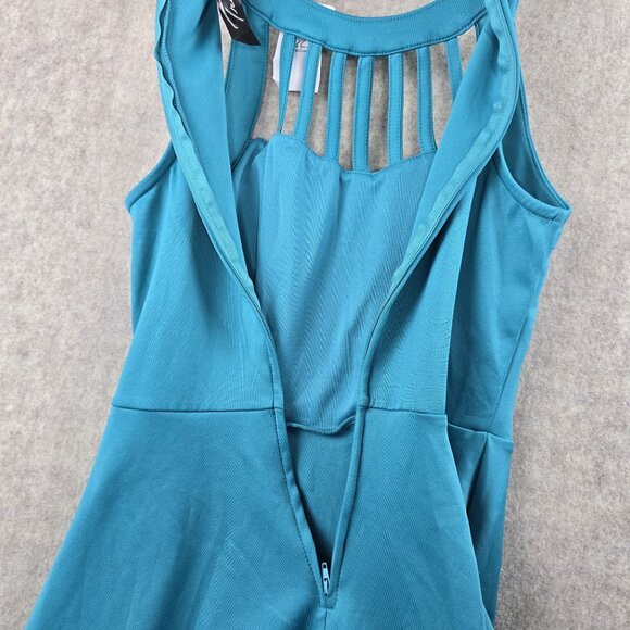 Trixxi Blue Fit & Flare Sleeveless Halter Dress Size 5 - Picture 3 of 9